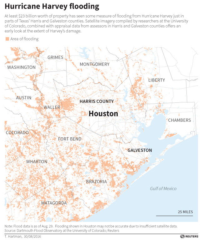 Dartmouth, University of Colorado and Reuters Flood Map